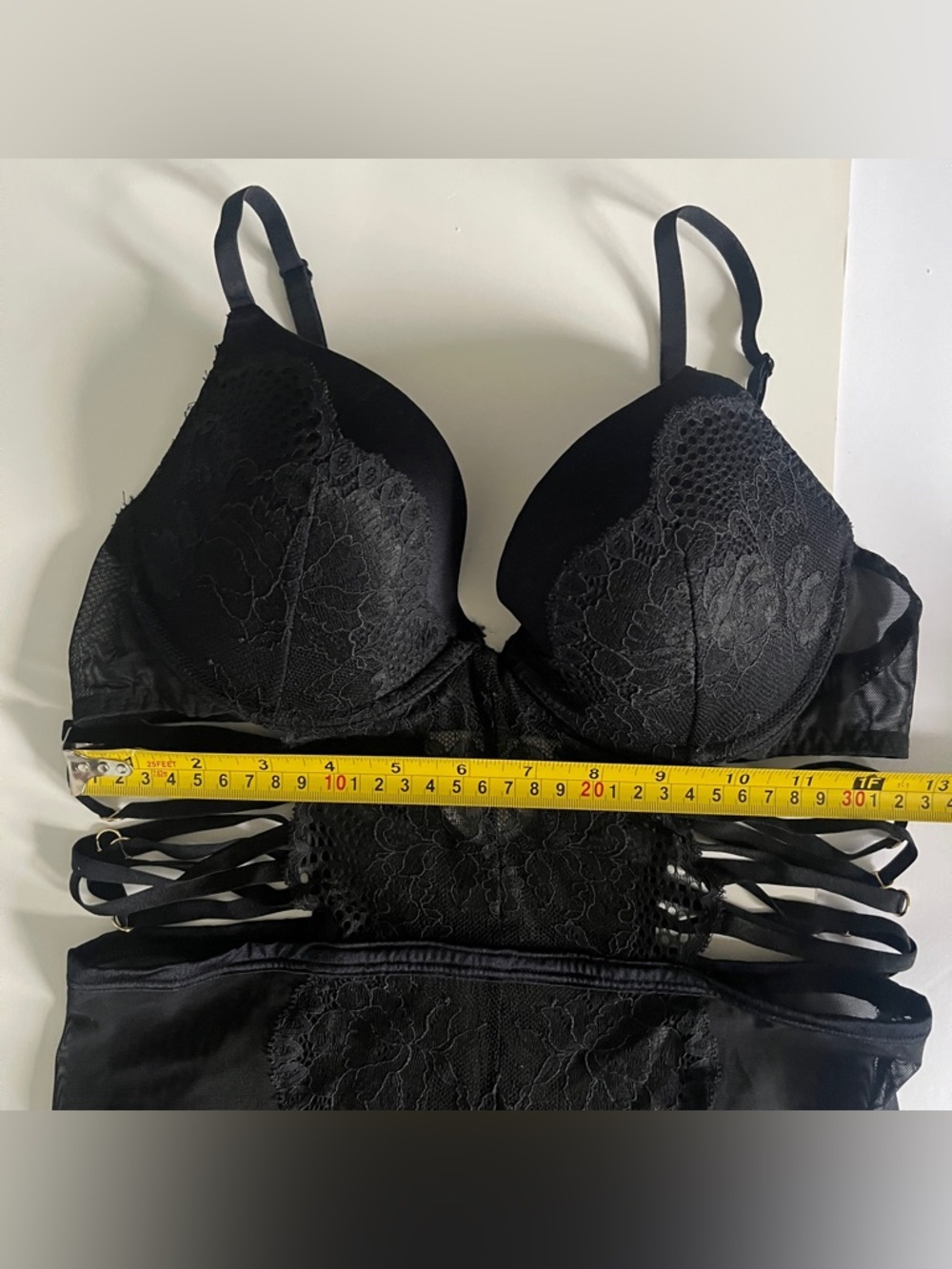 La SENZA Black Strappy Teddy / Blue Chemise / Black Lace Corset Size Medium Lot - Picture 2 of 16